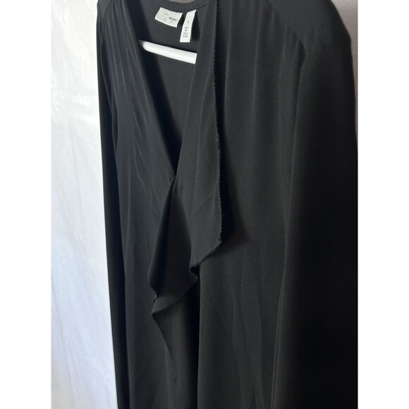 Halogen Womens Long Sleeve Ruffle Neck Size Med Black Shirt - Picture 3 of 10